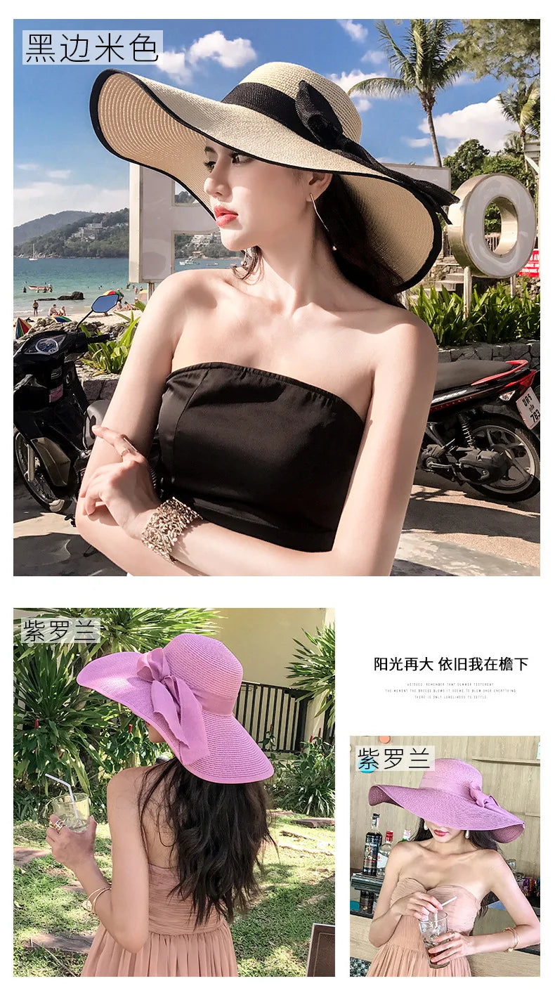Women’s Foldable Straw Sun Hat – UV Protection Beach Visor, Lightweight Travel Bucket Cap, Casual Summer Panama Hat