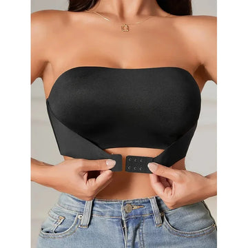 Women’s Strapless Seamless Front Button Bra – Wireless No Padding 3/4 Cup Comfortable Everyday Underwear