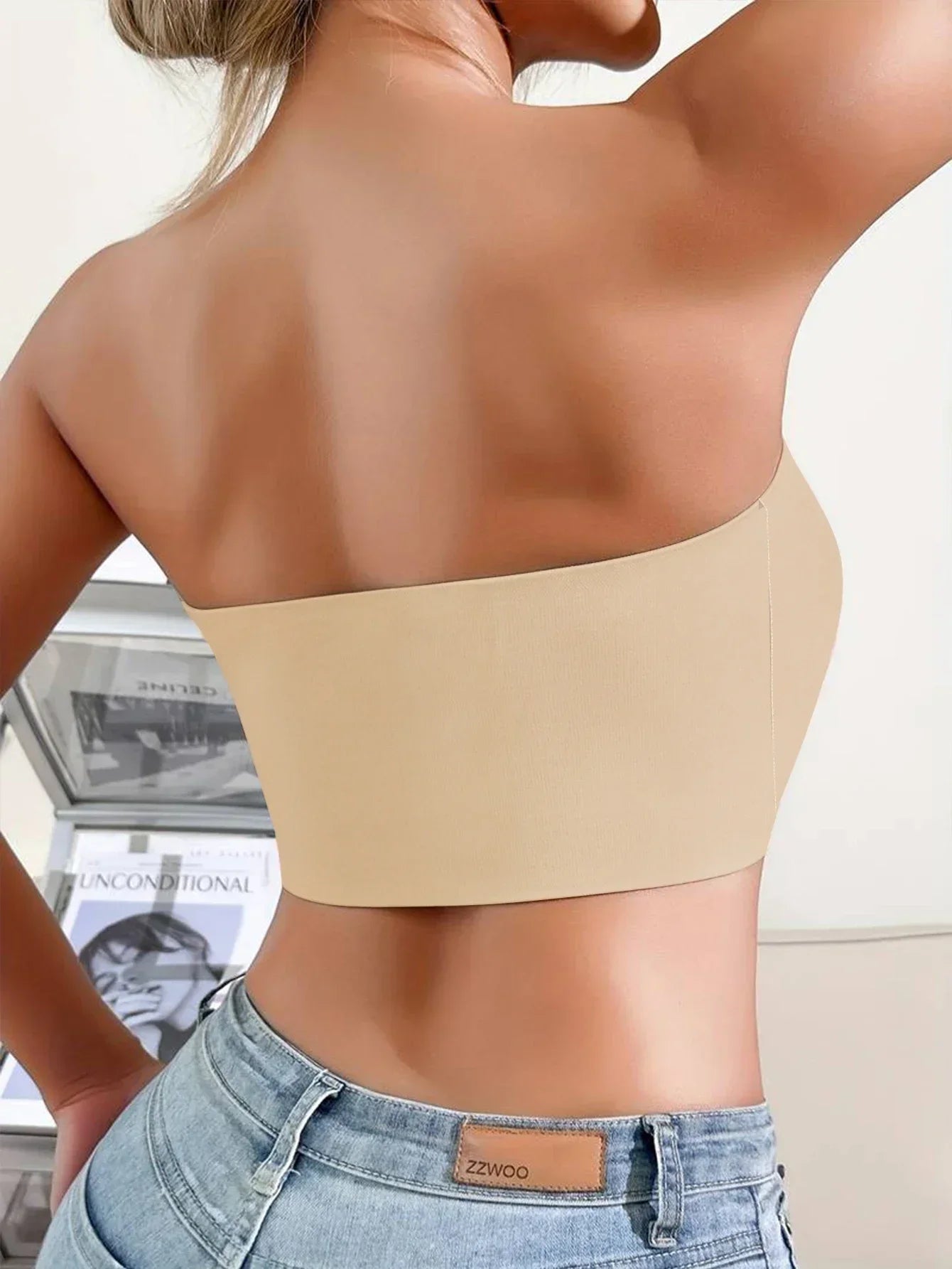 Women’s Strapless Seamless Front Button Bra – Wireless No Padding 3/4 Cup Comfortable Everyday Underwear